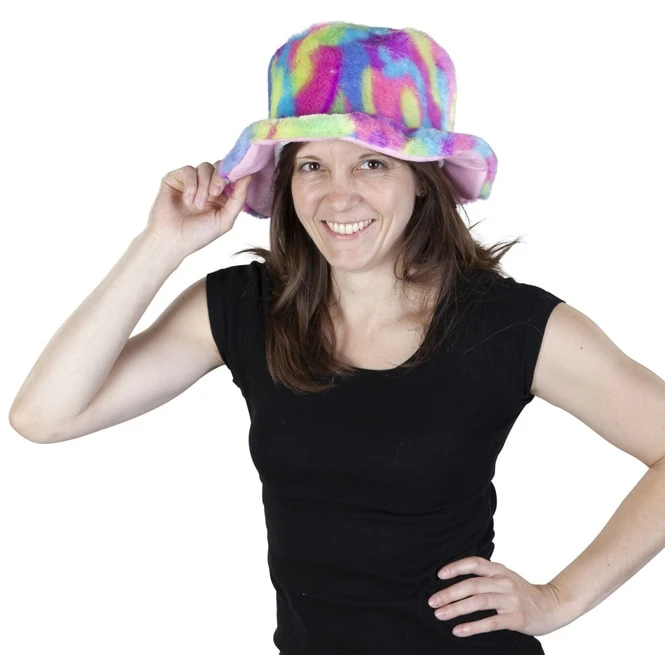 Faschingshut - Regenbogen-Plüsch - Für Erwachsene 1 Faschingshut - Regenbogen-Plüsch - Für Erwachsene