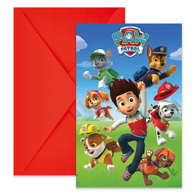 Procos Paw Patrol - 6 Einladungskarten Mit Umschlag 1 Procos Paw Patrol - 6 Einladungskarten Mit Umschlag