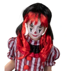 Perücke Schwarz/rot - Für Kinder