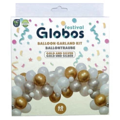 DIY - Ballongirlande - Weiß-silber-gold -Party Fest Deutschland Verkaufs-Shop 238508 8421332336476 globos ballongirlande gold 03