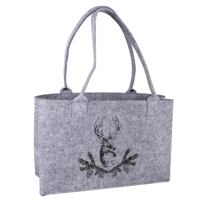 Tasche - Hirschkopf - Grau - Aus Filz - Ca. 40 X 20 X 26 Cm 2 Tasche - Hirschkopf - Grau - Aus Filz - Ca. 40 X 20 X 26 Cm – Bild 2