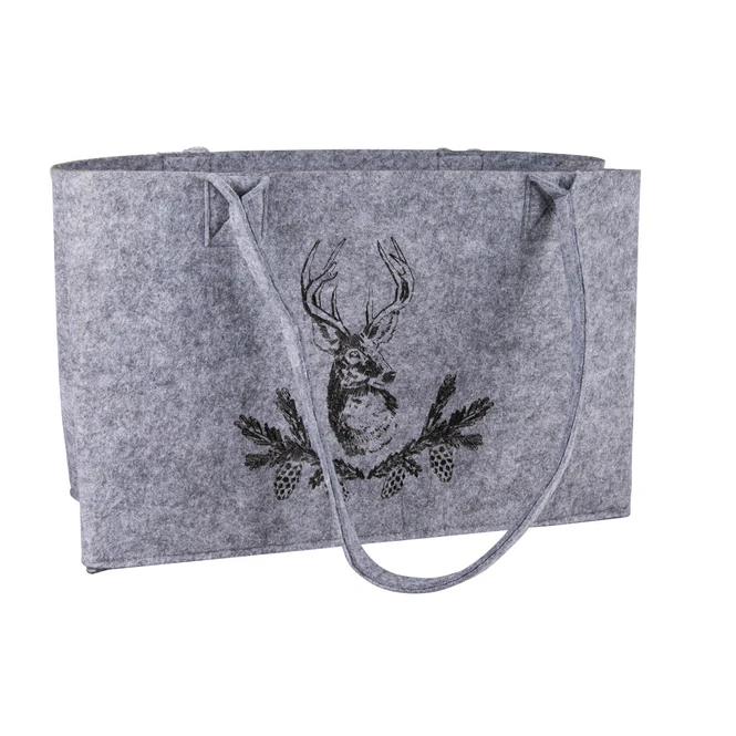 Tasche - Hirschkopf - Grau - Aus Filz - Ca. 40 X 20 X 26 Cm 1 Tasche - Hirschkopf - Grau - Aus Filz - Ca. 40 X 20 X 26 Cm