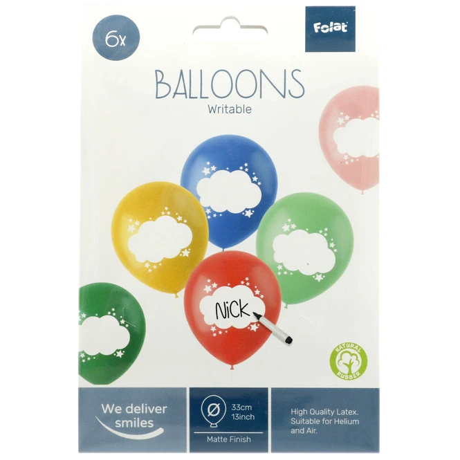 Luftballon-Set - Zum Beschriften - Bunt - Ø= Ca. 33 Cm - 6 Stück 1 Luftballon-Set - Zum Beschriften - Bunt - Ø= Ca. 33 Cm - 6 Stück