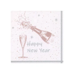 Servietten - Rosa/Silber -Happy New Year- Ca. 33 X 33 Cm - 20 Stück