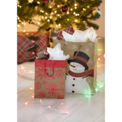 Geschenktasche - Schneeflocken - 26 X 32,5 X 12,5 Cm